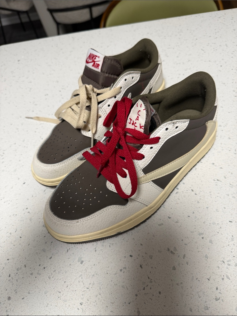 Nike Low-Top Sneakers in Brown, Cream & Red Laces cactus jack